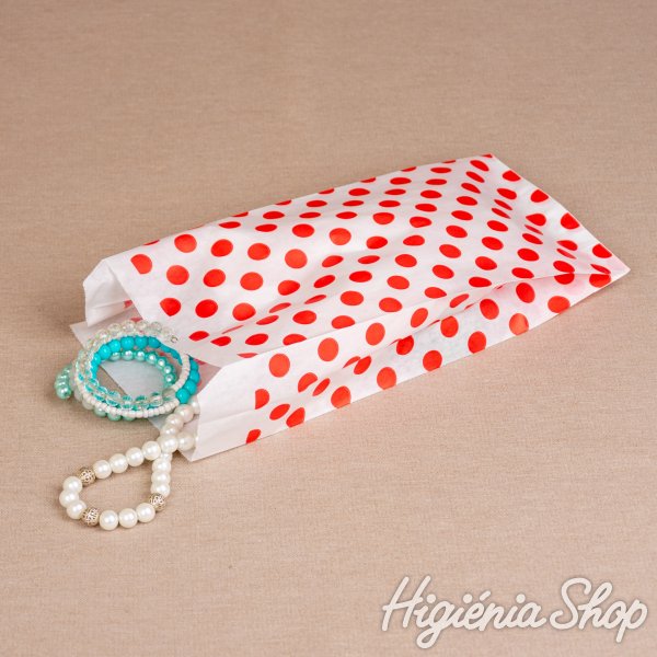 BontaBag 1 kg-os papírtasak piros pöttyös design mintával - 200 db