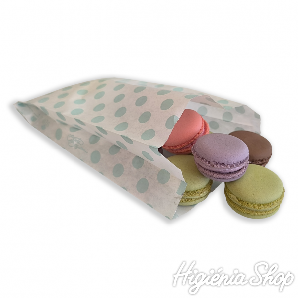 BontaBag 1 kg-os fehér papírtasak mentazöld pöttyös design mintával - 100 db