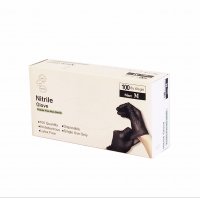 Púdermentes kesztyű nitril M-es méret fekete (100 db)