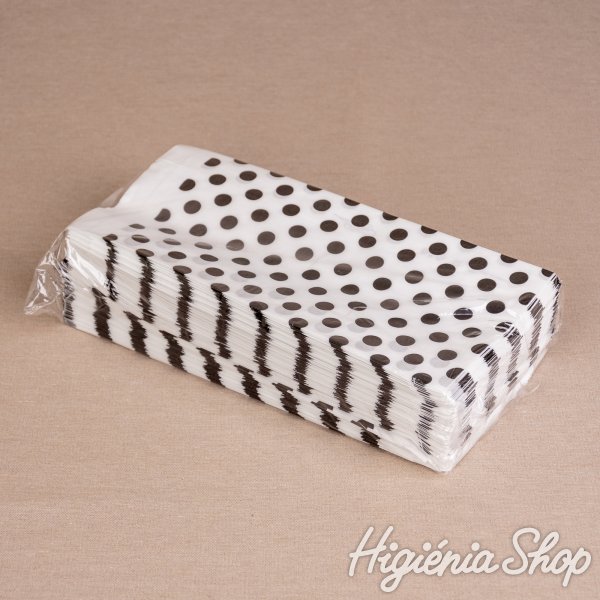 BontaBag 1 kg-os papírtasak fekete pöttyös design mintával - 200 db